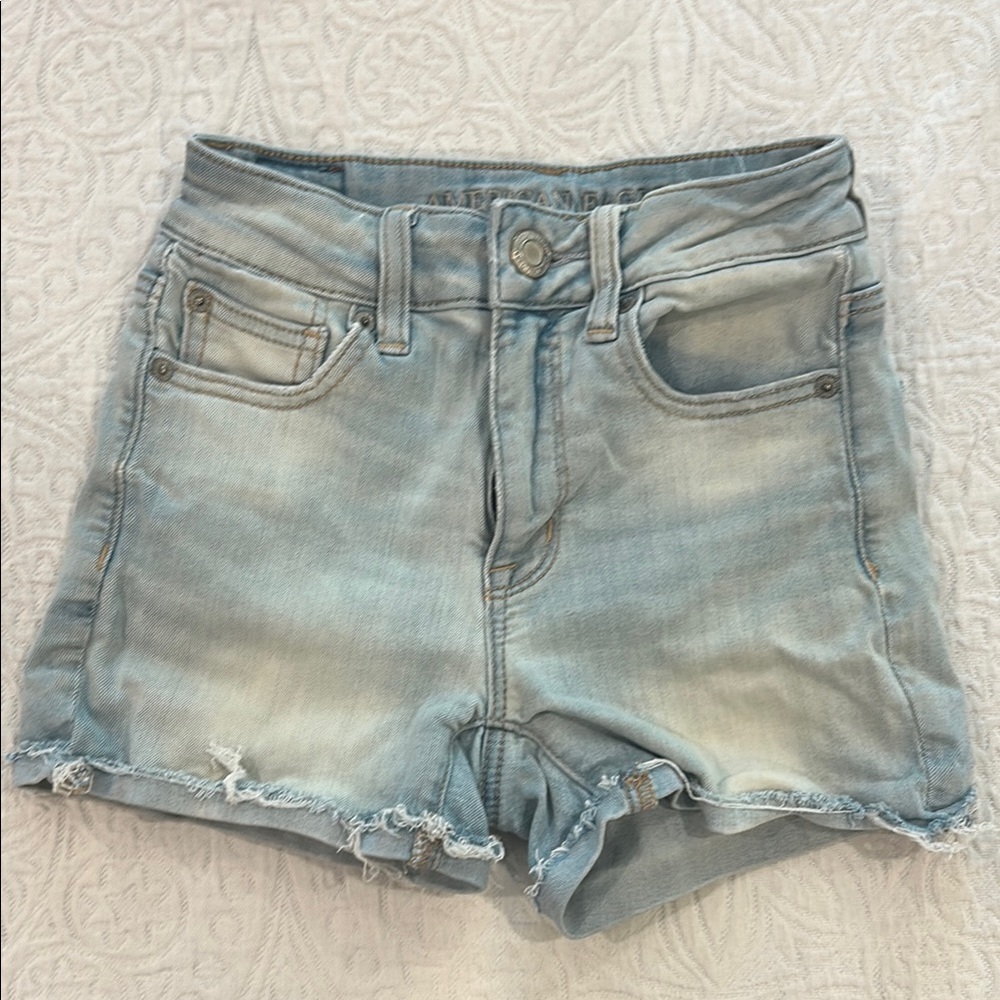 American Eagle Outfitters Light Blue Distressed Denim Jean Shorts